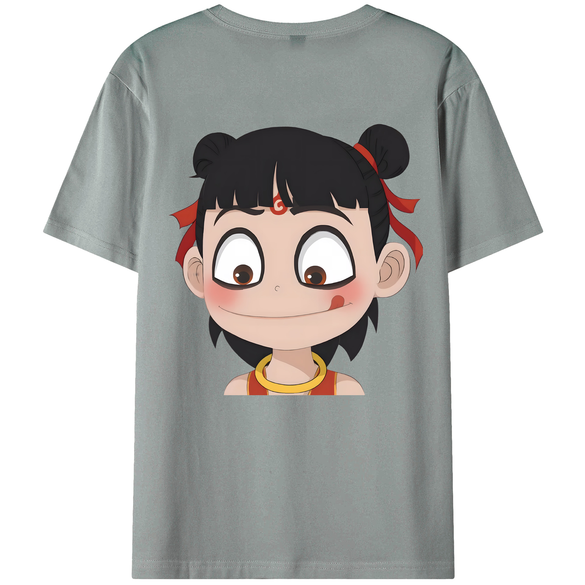 （画像用） Ne Zha 2 ナタ 魔童の大暴れ 綿100％ メンズ半袖Tシャツ（バックプリント） 通気性